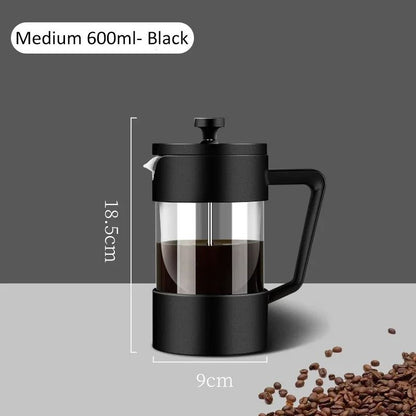 French Press Coffee Maker with Borosilicate Glass and Stainless Steel Filter