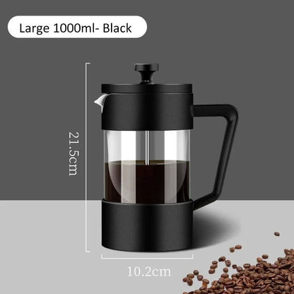 French Press Coffee Maker with Borosilicate Glass and Stainless Steel Filter