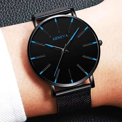 Ultra-Thin Men's Business Watch – Minimalist Quartz Wristwatch with Mesh Band
