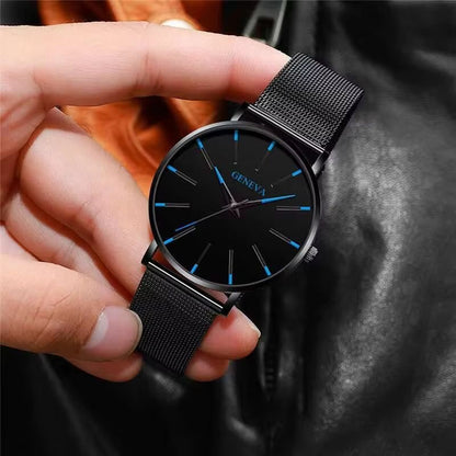 Ultra-Thin Men's Business Watch – Minimalist Quartz Wristwatch with Mesh Band