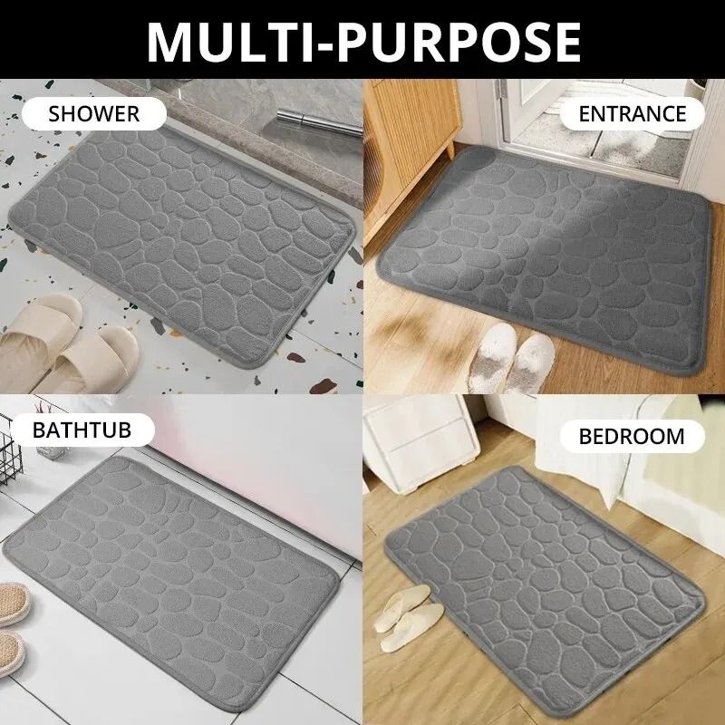 Embossed Fiber Anti-Slip Floor Mat for Bathroom & Living Room