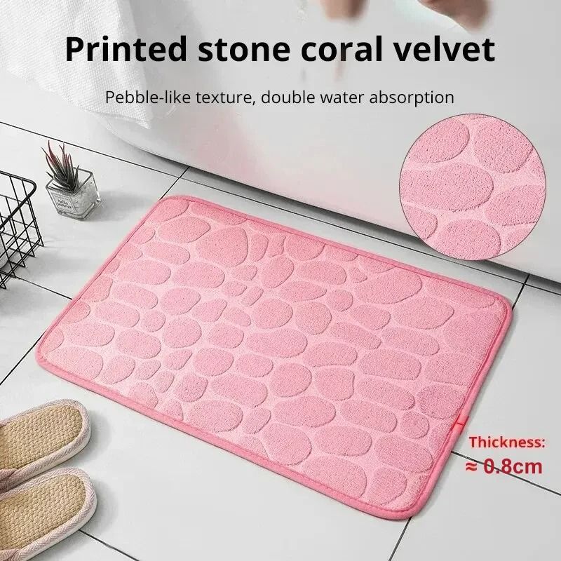 Embossed Fiber Anti-Slip Floor Mat for Bathroom & Living Room