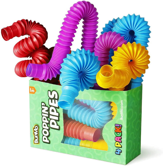 4-Pack Mini Pop Tube Sensory Fidget Toys – Colorful Building & Stress Relief for Kids with Autism, ADHD, or Anxiety