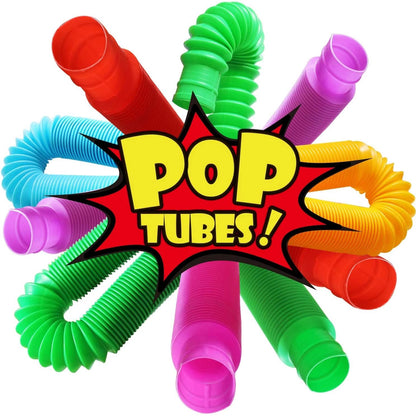 4-Pack Mini Pop Tube Sensory Fidget Toys – Colorful Building & Stress Relief for Kids with Autism, ADHD, or Anxiety