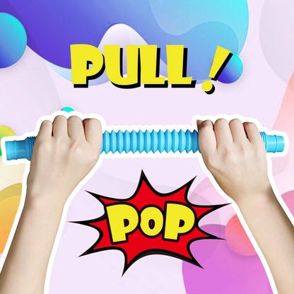 4-Pack Mini Pop Tube Sensory Fidget Toys – Colorful Building & Stress Relief for Kids with Autism, ADHD, or Anxiety