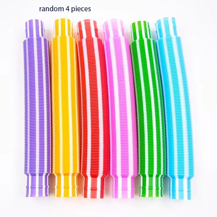 4-Pack Mini Pop Tube Sensory Fidget Toys – Colorful Building & Stress Relief for Kids with Autism, ADHD, or Anxiety