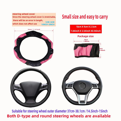 Carbon Fiber PU Leather Steering Wheel Cover 14.5 to 15 Inches
