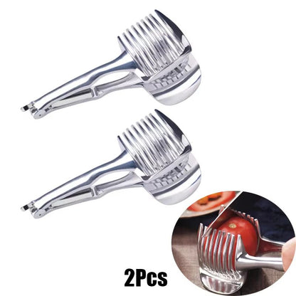 Stainless Steel Fruit & Vegetable Slicer Clip – Precision Kitchen Cutter Tool for Easy Tomato, Lemon, Orange, and Onion