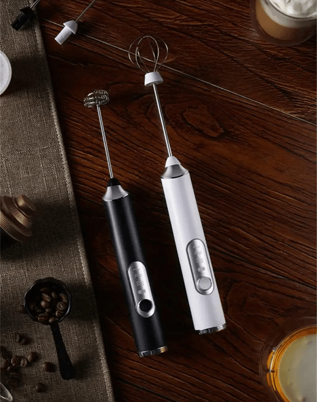 Wireless Handheld Milk Frother with Double Whisk and Three Speed Control