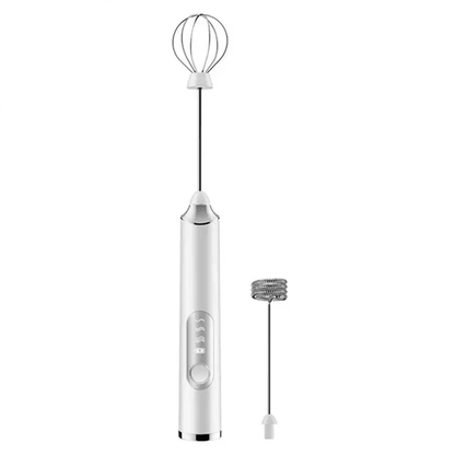 Wireless Handheld Milk Frother with Double Whisk and Three Speed Control