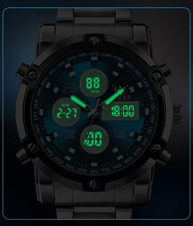 OLEVS Multifunction Waterproof Electronic Watch for Men with Luminous Display