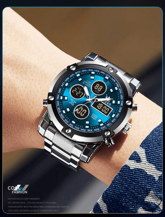 OLEVS Multifunction Waterproof Electronic Watch for Men with Luminous Display