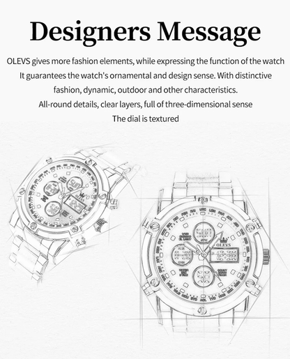 OLEVS Multifunction Waterproof Electronic Watch for Men with Luminous Display