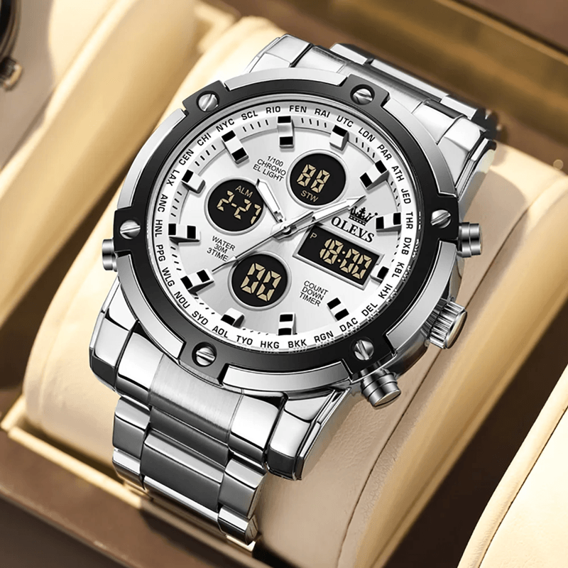 OLEVS Multifunction Waterproof Electronic Watch for Men with Luminous Display