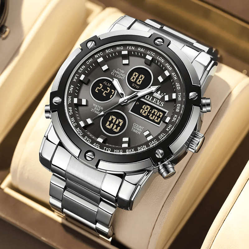 OLEVS Multifunction Waterproof Electronic Watch for Men with Luminous Display