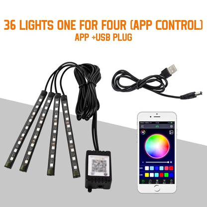 LED Car Interior Ambient Foot Lights with Music Control and App