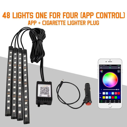 LED Car Interior Ambient Foot Lights with Music Control and App
