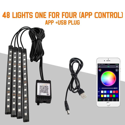 LED Car Interior Ambient Foot Lights with Music Control and App
