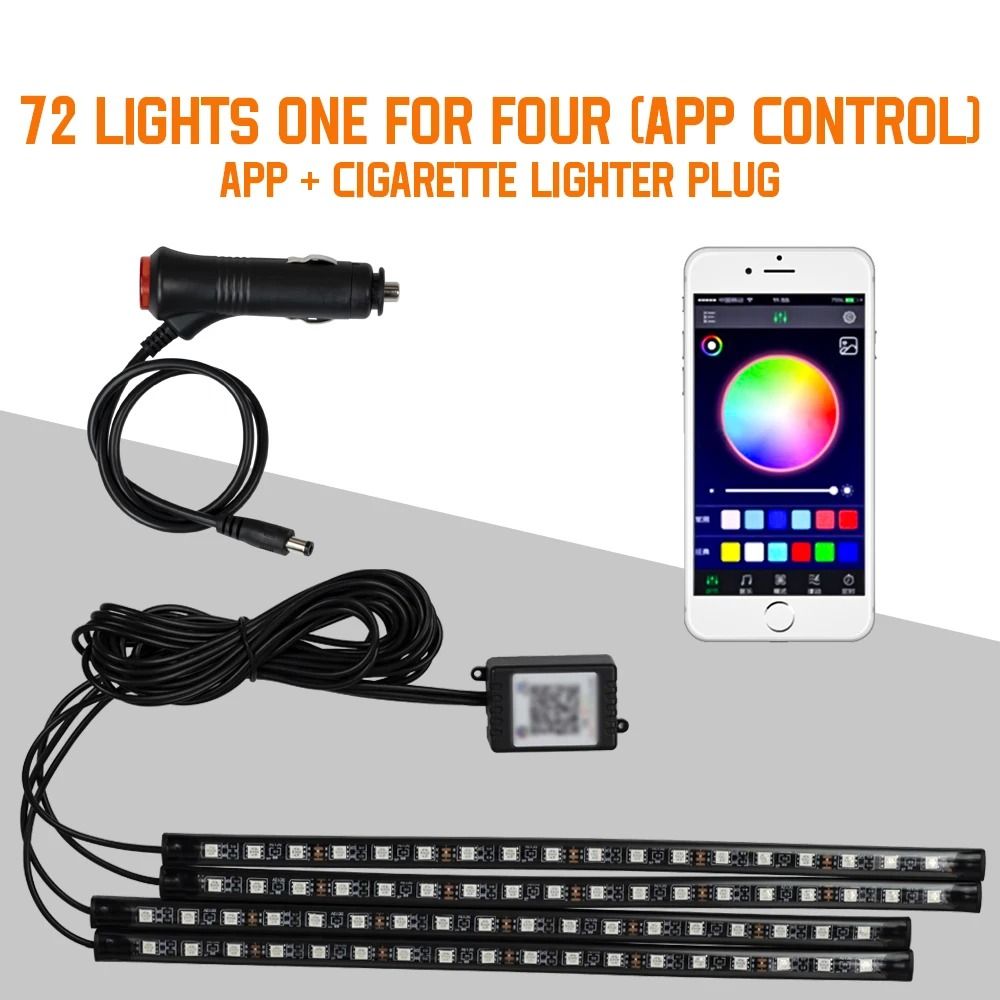 LED Car Interior Ambient Foot Lights with Music Control and App
