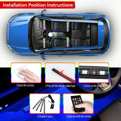 LED Car Interior Ambient Foot Lights with Music Control and App