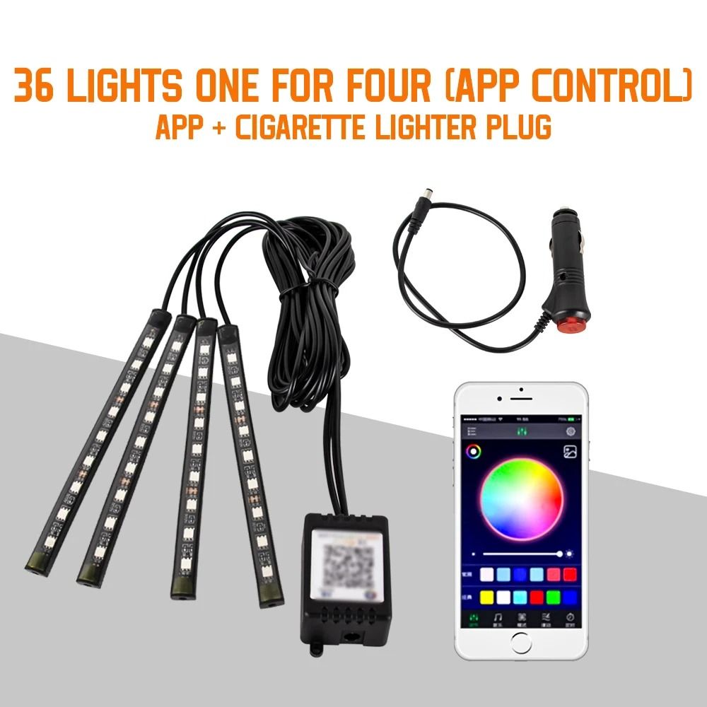 LED Car Interior Ambient Foot Lights with Music Control and App