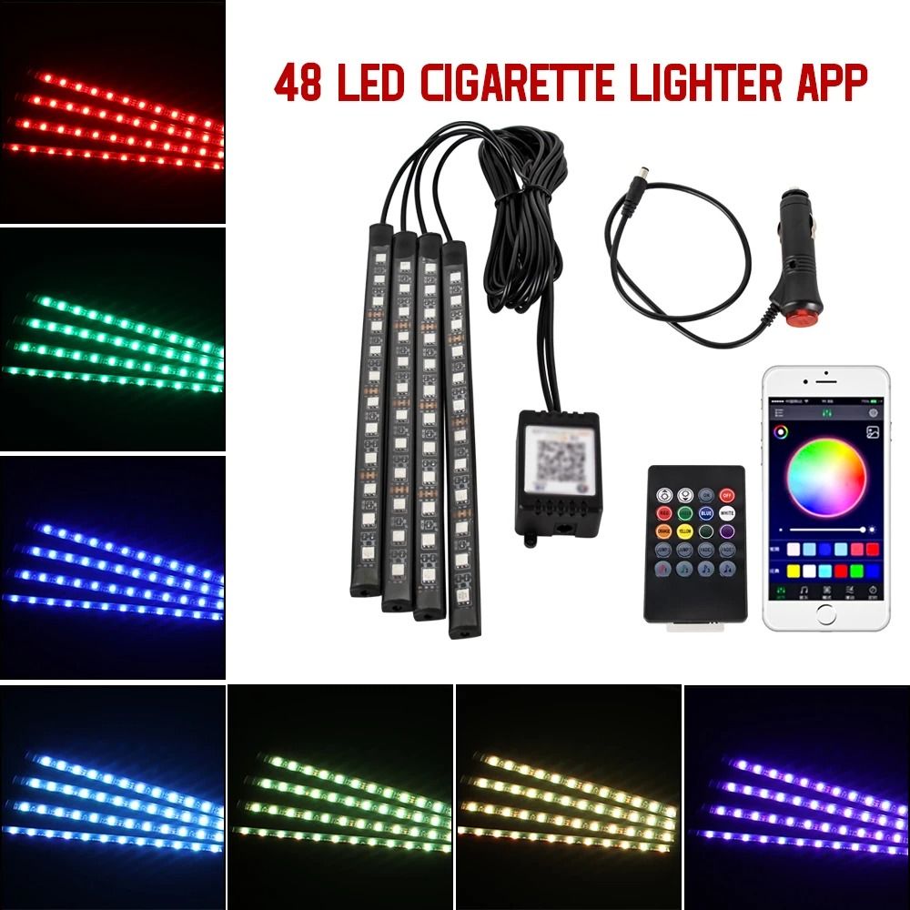 LED Car Interior Ambient Foot Lights with Music Control and App