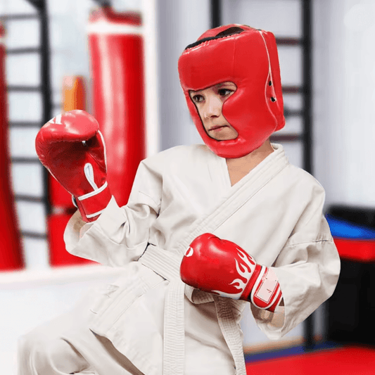 MMA Boxing Gloves and Headgear Set for Kids and Adults Training Protection
