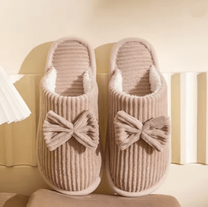 Cozy Womens Bow Slippers Soft Warm Indoor House Shoes