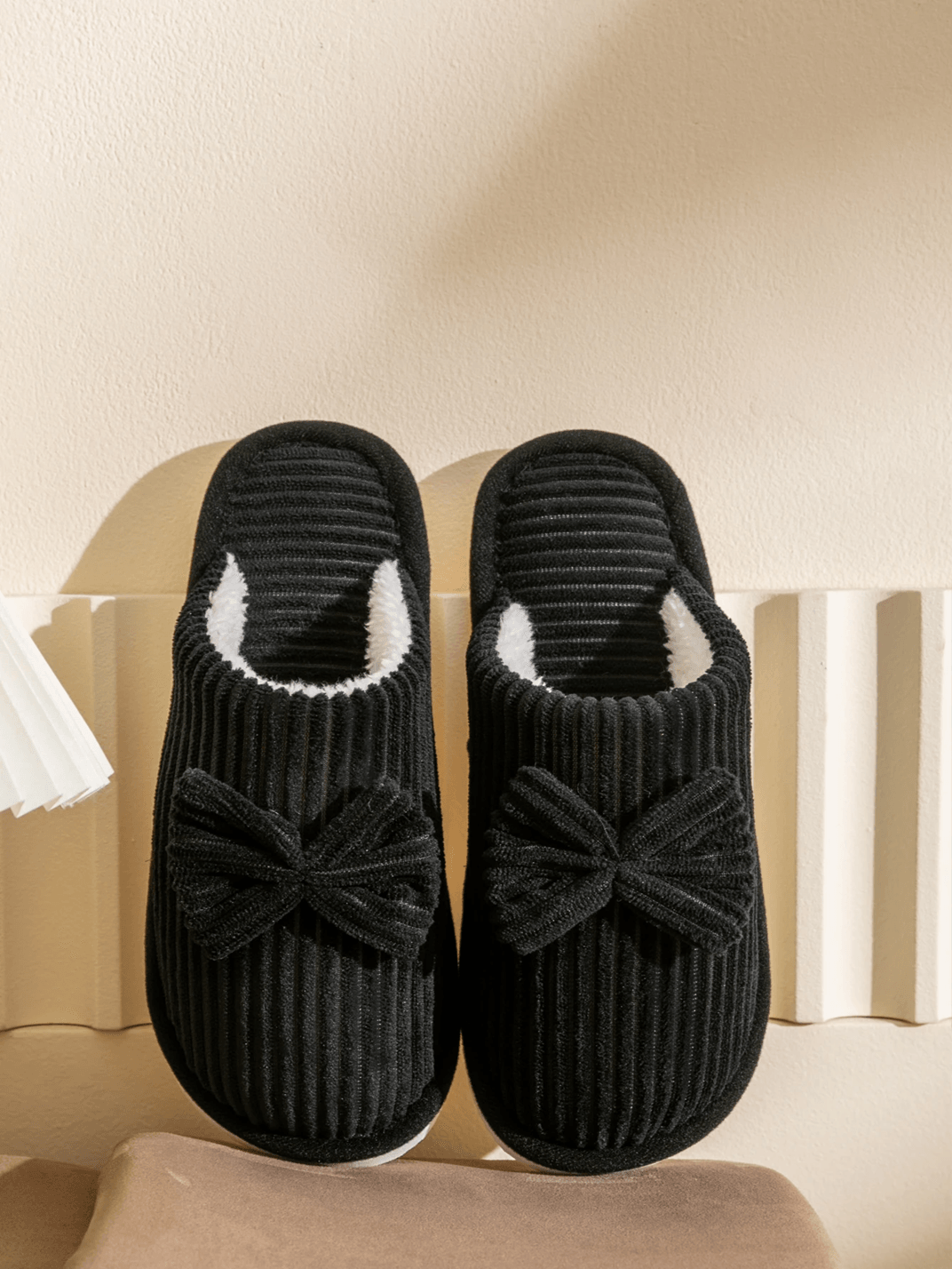 Cozy Womens Bow Slippers Soft Warm Indoor House Shoes