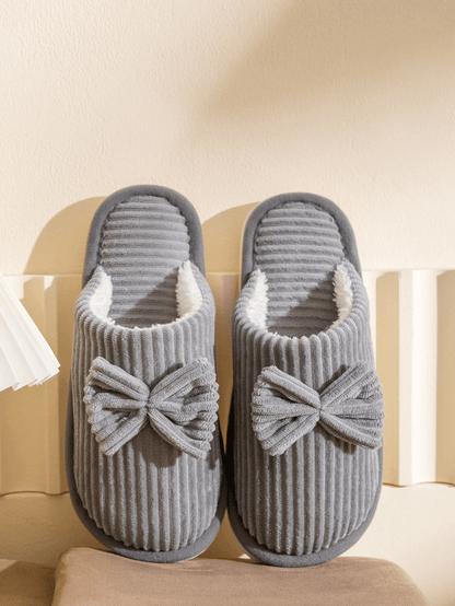 Cozy Womens Bow Slippers Soft Warm Indoor House Shoes