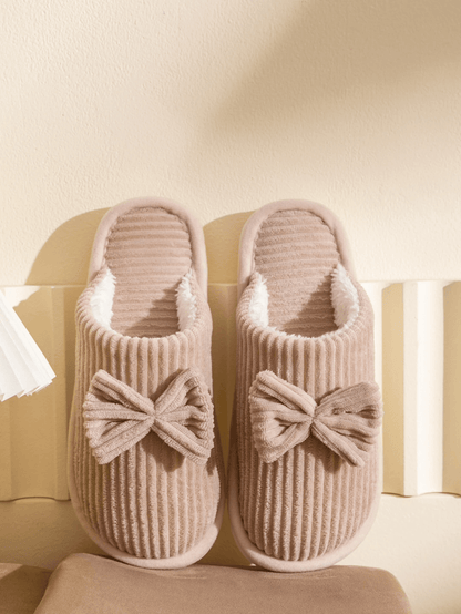 Cozy Womens Bow Slippers Soft Warm Indoor House Shoes