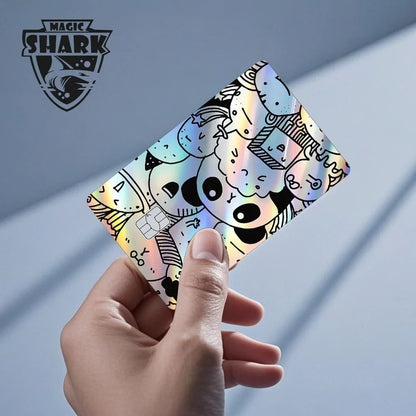 Magic Shark Holographic Skull Panda Sticker for Cards