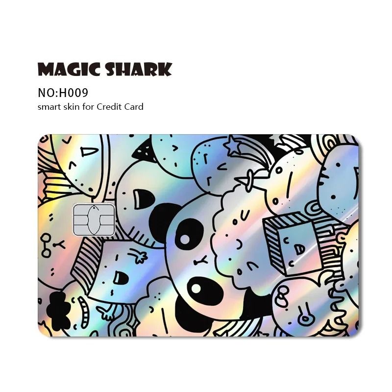 Magic Shark Holographic Skull Panda Sticker for Cards