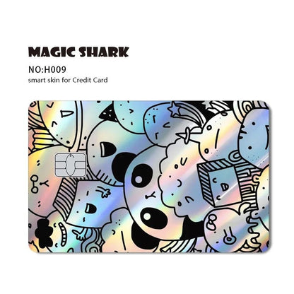 Magic Shark Holographic Skull Panda Sticker for Cards