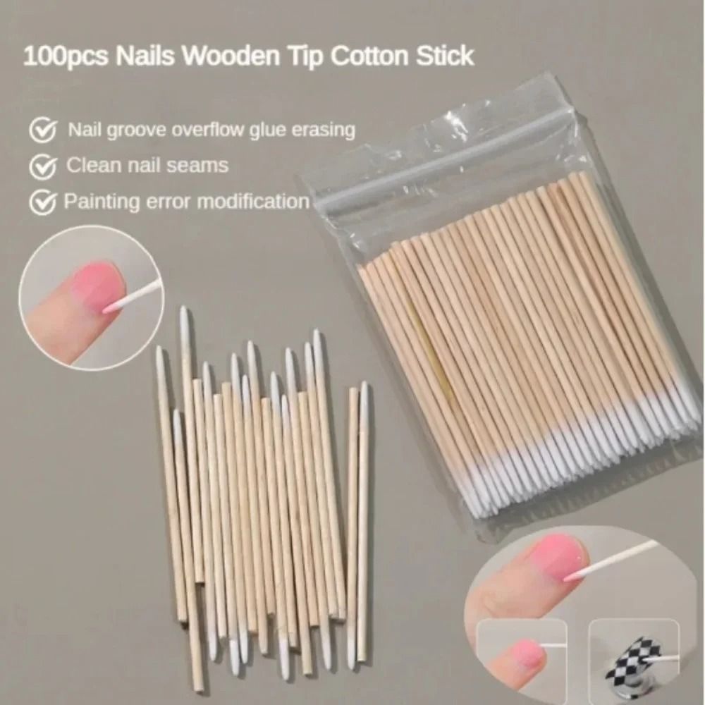 Wood Cotton Nail Clean Sticks for Manicure