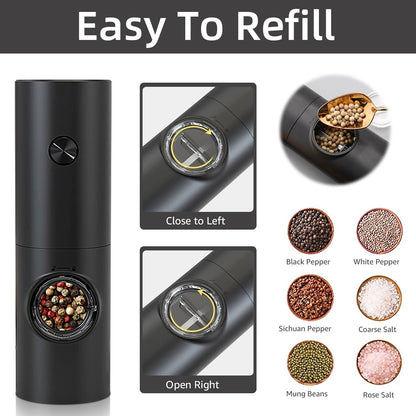 Electric Automatic Salt & Pepper Grinder with LED Light and Adjustable Coarseness