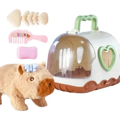 Electric Capybara Walking Plush Toy with Sound for Kids