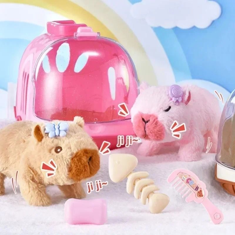 Electric Capybara Walking Plush Toy with Sound for Kids