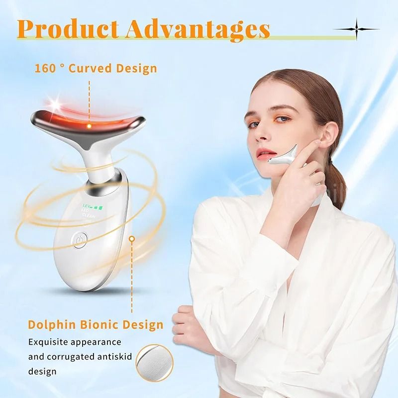 Face Lift Neck Beauty Device with 7 Light Therapy Modes and EMS Microcurrent Massage