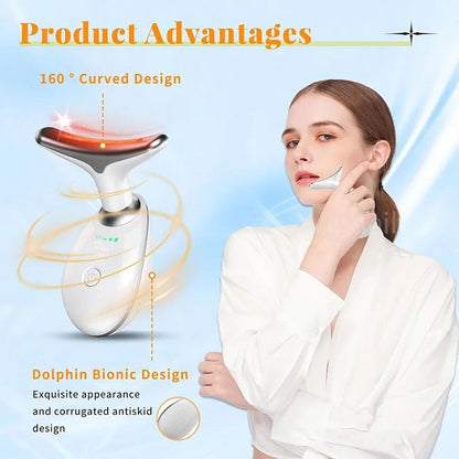 Face Lift Neck Beauty Device with 7 Light Therapy Modes and EMS Microcurrent Massage