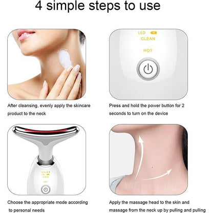 Face Lift Neck Beauty Device with 7 Light Therapy Modes and EMS Microcurrent Massage