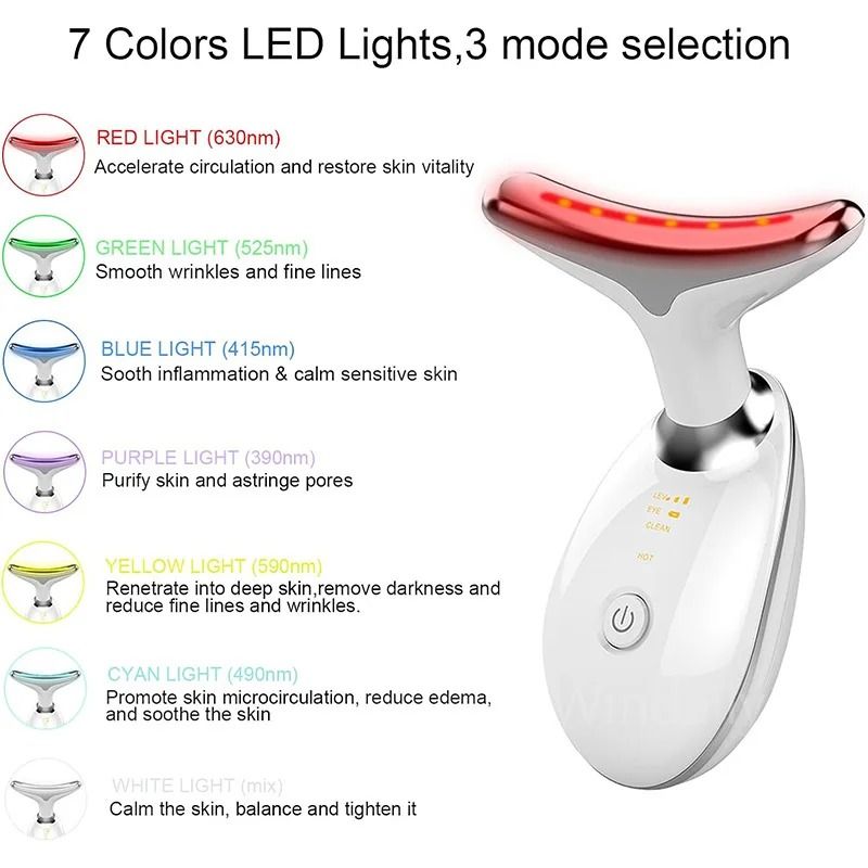 Face Lift Neck Beauty Device with 7 Light Therapy Modes and EMS Microcurrent Massage