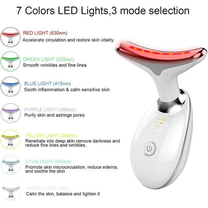 Face Lift Neck Beauty Device with 7 Light Therapy Modes and EMS Microcurrent Massage