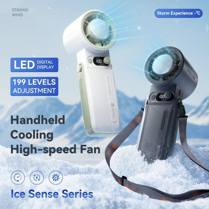 Portable Handheld Turbo Fan with LED Display and Adjustable Wind Speed