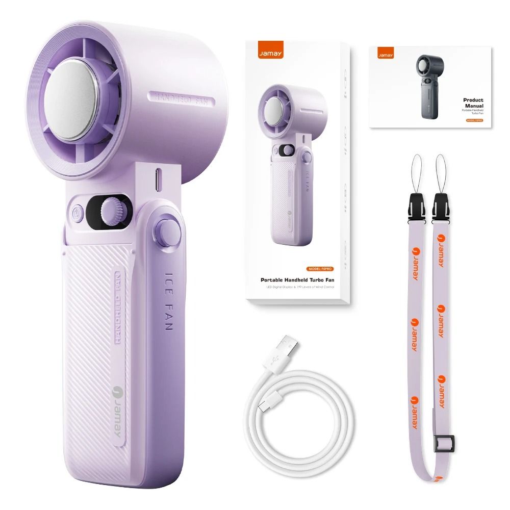 Portable Handheld Turbo Fan with LED Display and Adjustable Wind Speed
