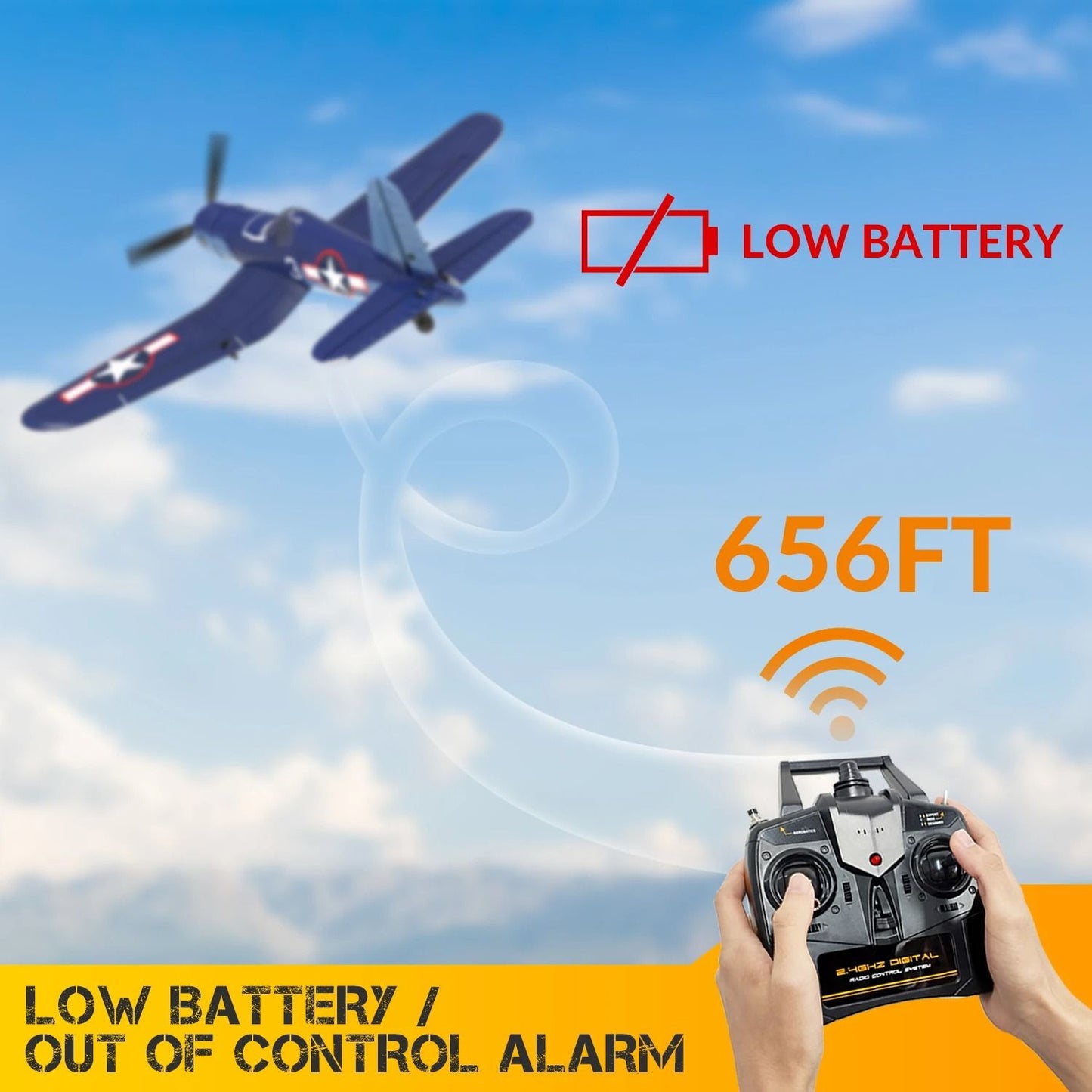 F4U Corsair RC Airplane 2.4GHz 4 Channel RTF Remote Control Plane with One Key Aerobatic Function