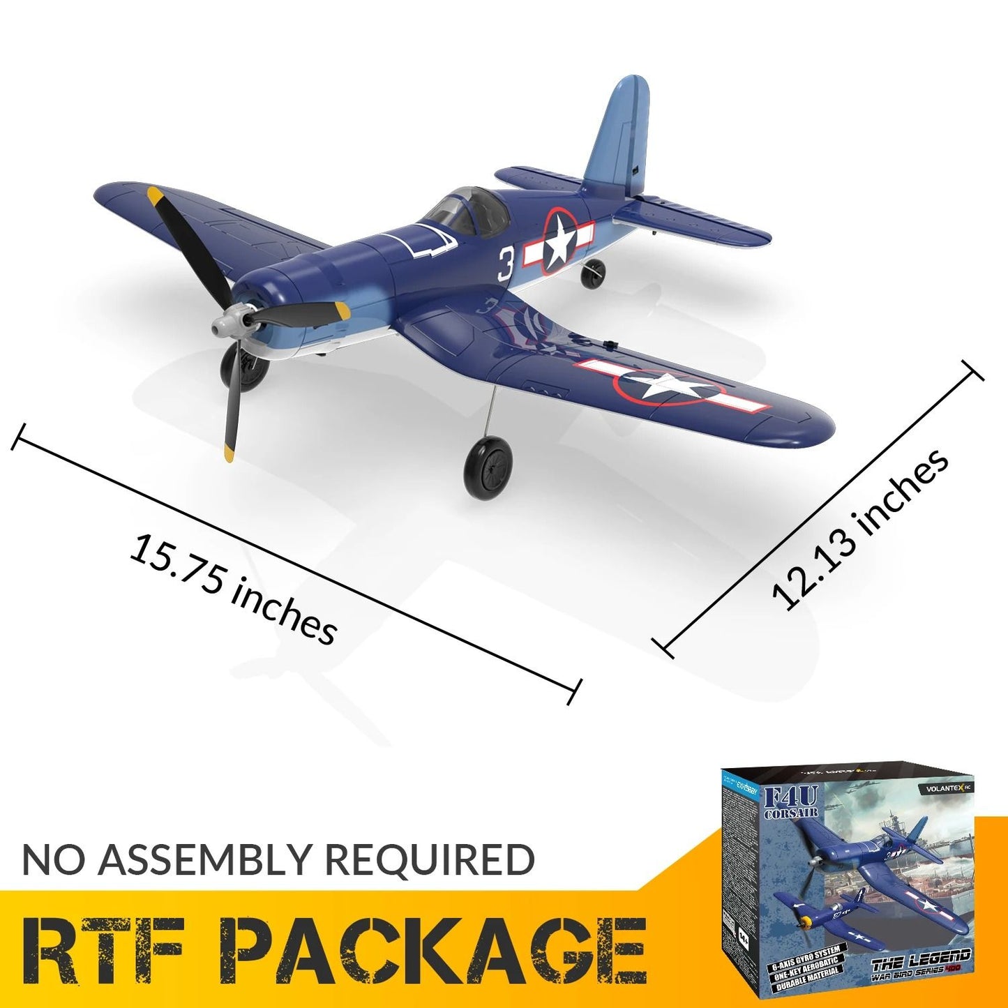 F4U Corsair RC Airplane 2.4GHz 4 Channel RTF Remote Control Plane with One Key Aerobatic Function