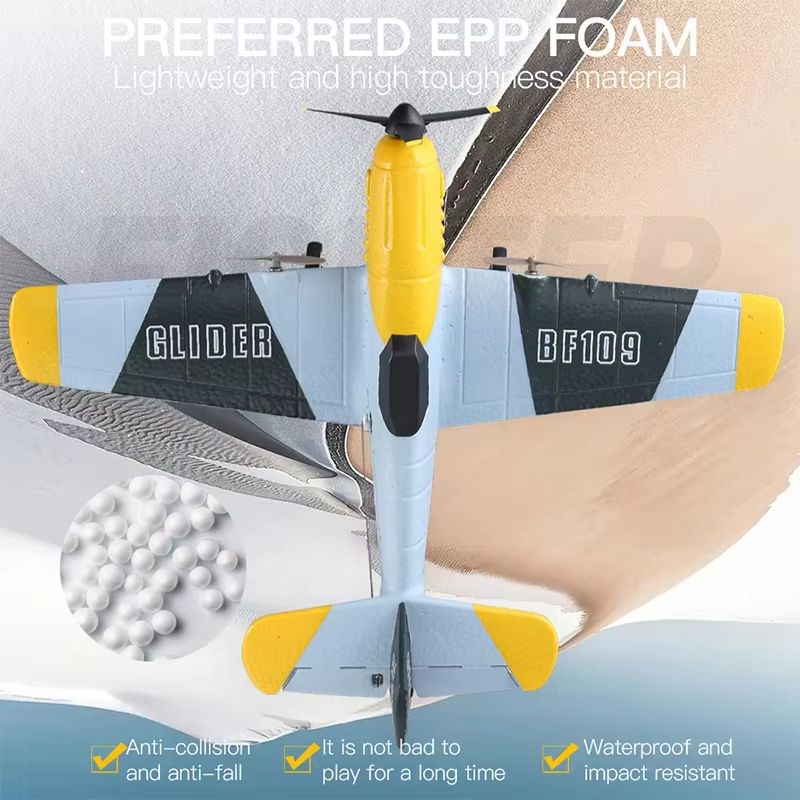AeroAce BF109 RC Plane – Professional 2.4G EPP Foam Remote Control Airplane Glider Model for Kids & Adults