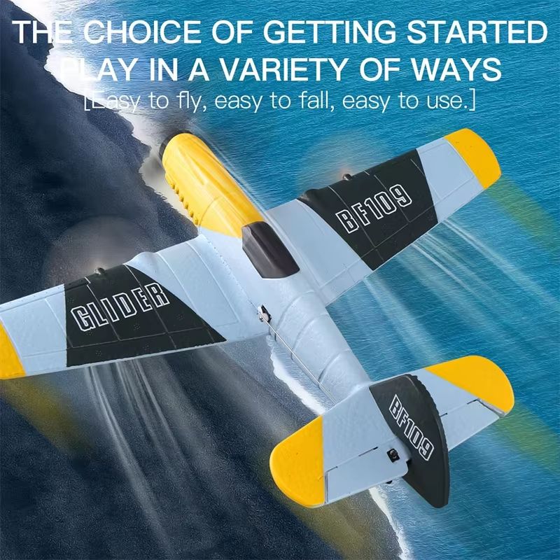 AeroAce BF109 RC Plane – Professional 2.4G EPP Foam Remote Control Airplane Glider Model for Kids & Adults