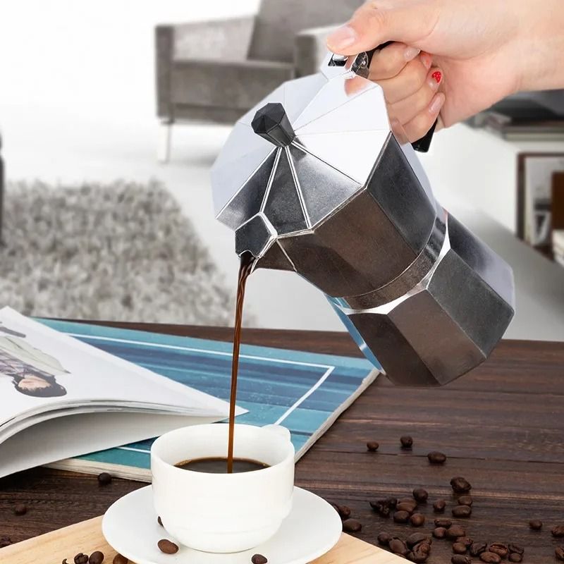 Italian Aluminum Mocha Coffee Pot Portable Espresso Maker for Home or Travel